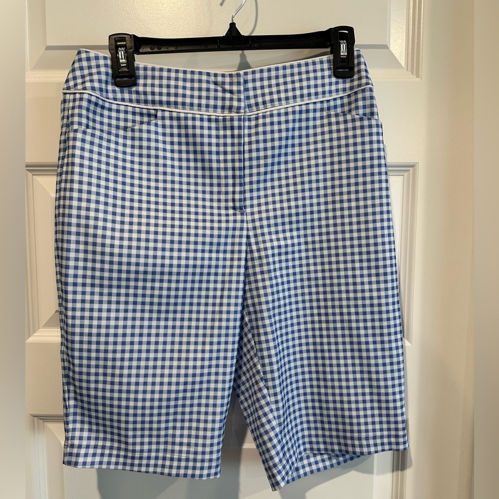 Tail White Lebel Blue and White Gingham Shorts - EUC